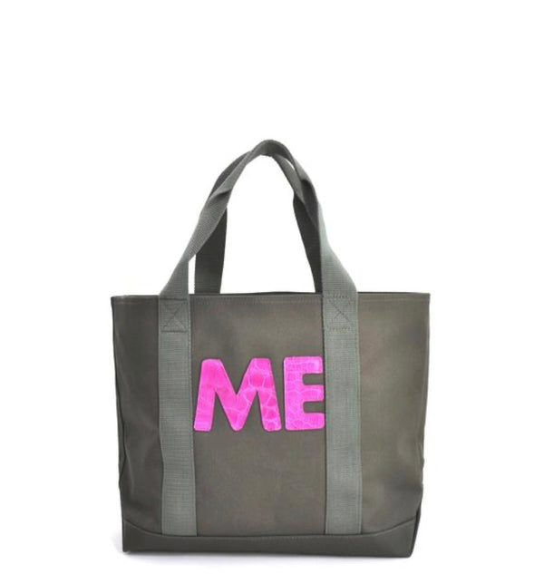MINI HUNTING TOTE WITH TWO ALLIGATOR LETTERS - ASSORTED COLORS